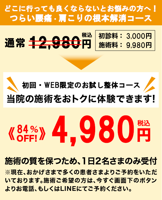 腰痛の根本解消コース1,980円